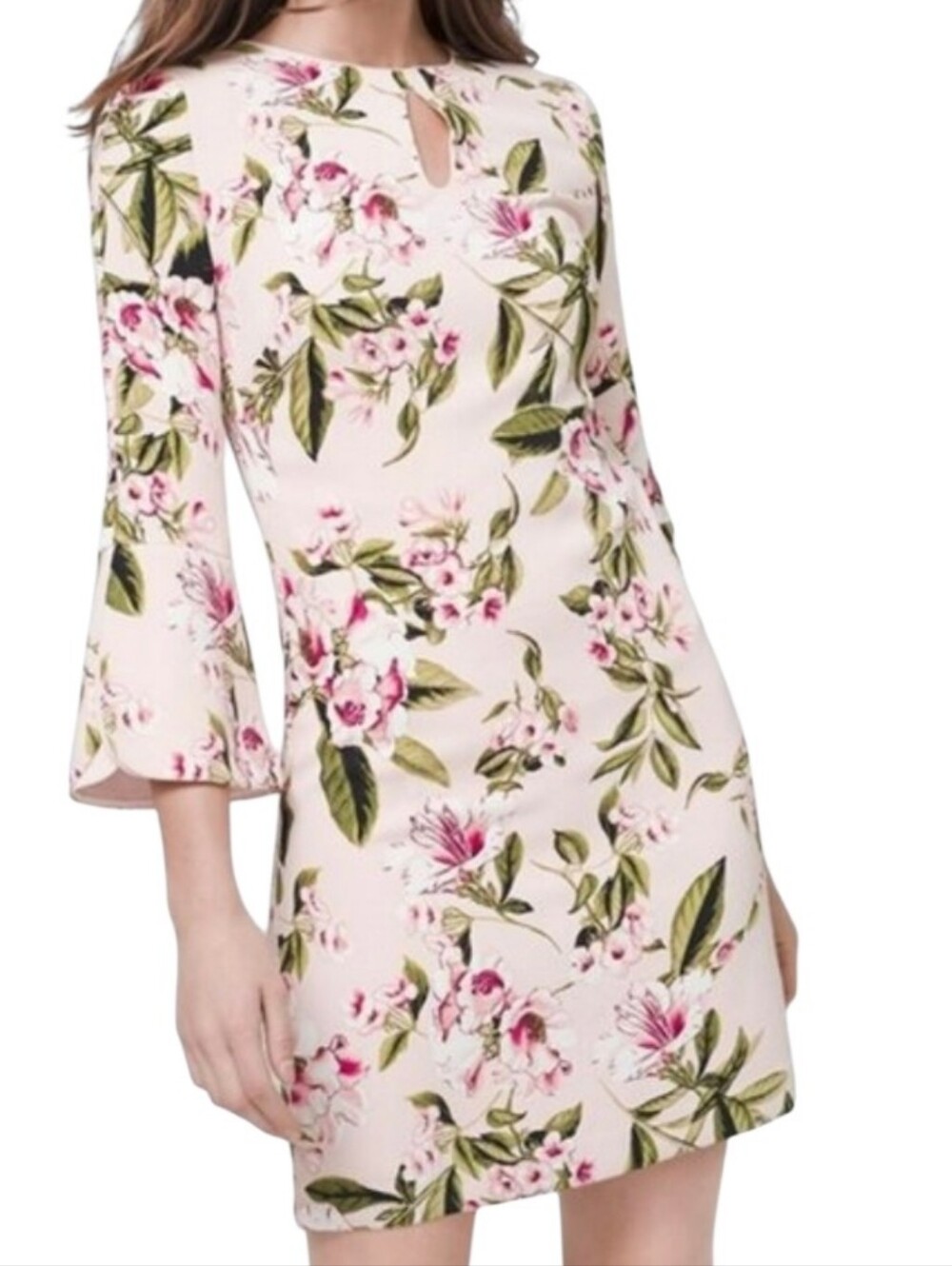 White House Black Market Blushing Bloom 3/4 sleeve shift dress - 8.        L14